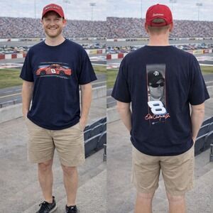 Budweiser Dale Earnhardt Jr 8 Vintage NASCAR Racing T Shirt Men's XL Navy Blue